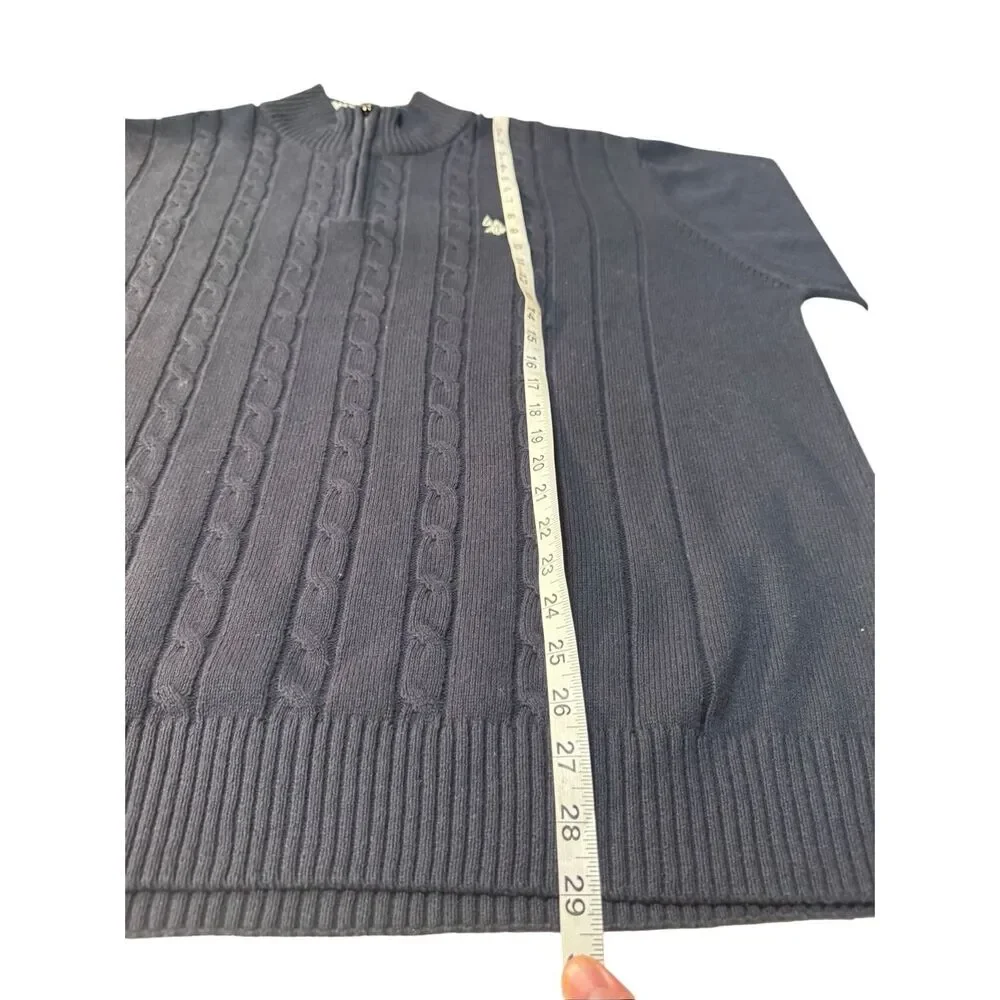 U.S. Polo Assn. men's quarter-zip cable knit sweater vertical textured cable pat